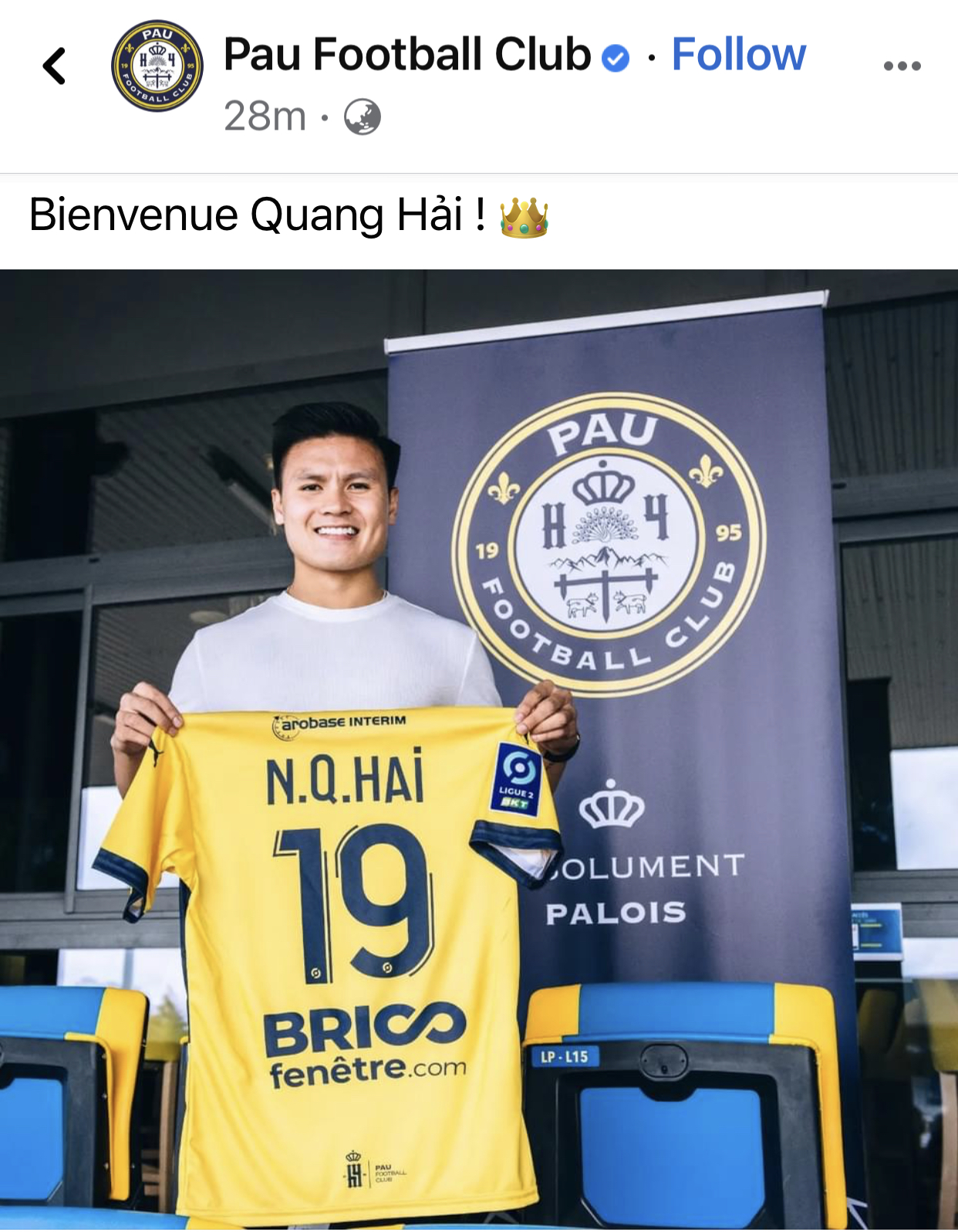 Chính thức Quang Hải gia nhập Pau FC mang áo số 19