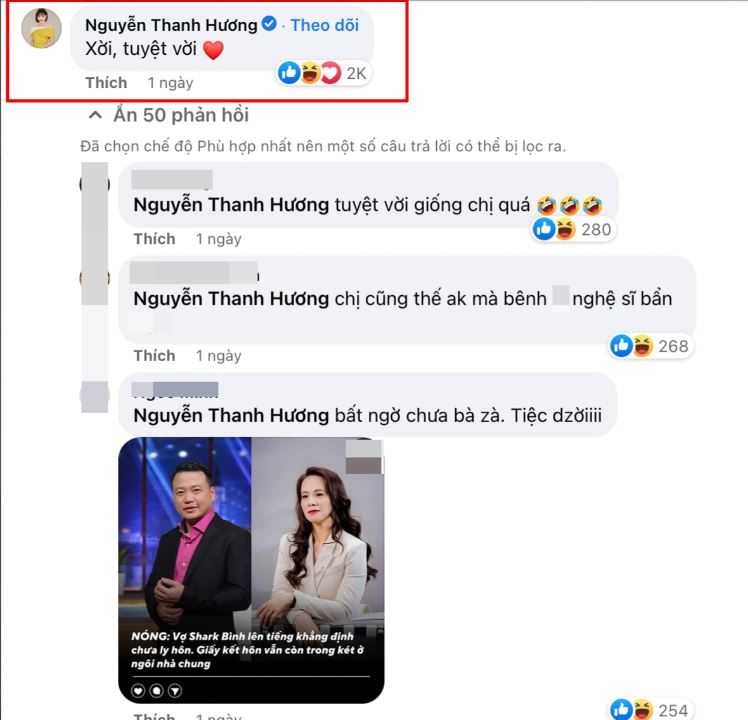 Phương Oanh hẹn hò Shark Bình, diễn viên Thanh Hương bênh vực đồng nghiệp bị netizen ném đá tới tấp - Hình 2