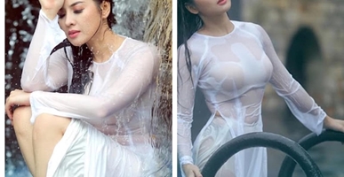 Bộ ảnh để đời của người mẫu Thái Nhã Vân trong bộ áo dài mỏng xuyên thấu