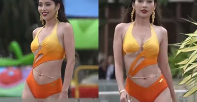 Video: Chị gái Nam Em gặp sự cố với phụ tùng khi diễn áo tắm ở Miss Universe Vietnam 2023