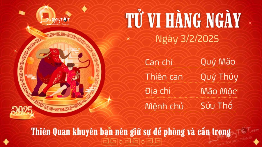Tu vi hang ngay 3/2/2025 cua 12 con giap - Suu