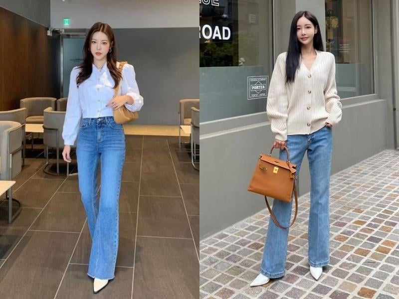 Những thiết kế skinny hoặc ôm sát có thể làm nổi bật khuyết điểm của chân cong.