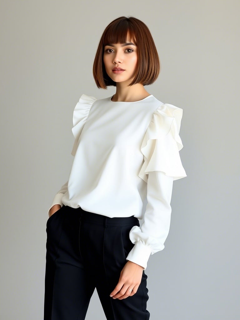 Áo blouse trắng luôn được xem là món đồ kinh điển trong tủ đồ của mọi cô gái, đặc biệt là những nàng tóc ngắn